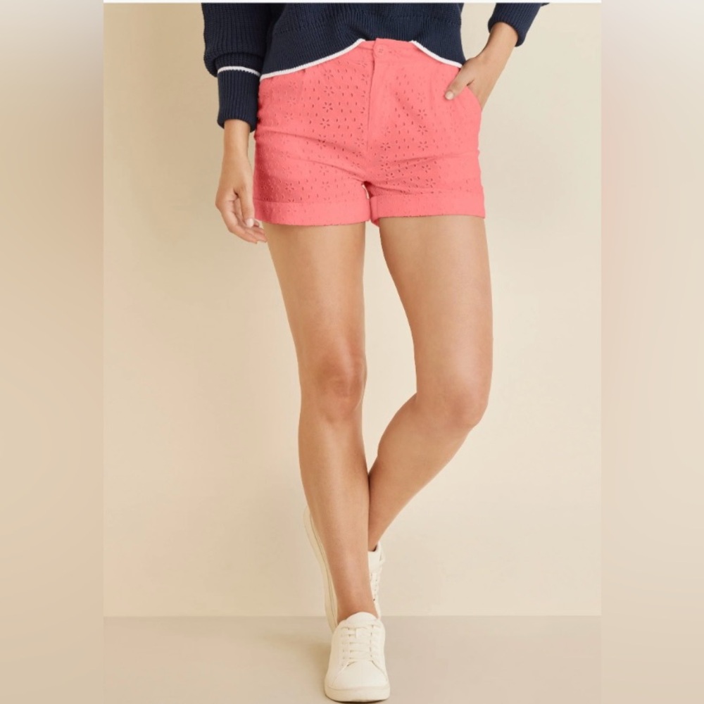 NWT!!! VENUS Coral Eyelet Cuffed Button Shorts. **SHORTS ONLY**